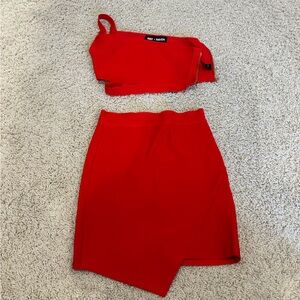 Red two piece bandage dress